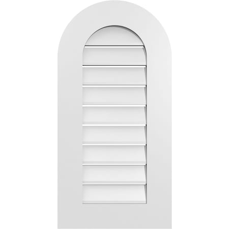 Ekena Millwork Round Top Surface Mount PVC Gable Vent: Functional, w/ 3-1/2"W x 1"P Standard Frame, 16"W x 32"H GVPRT16X3201SF